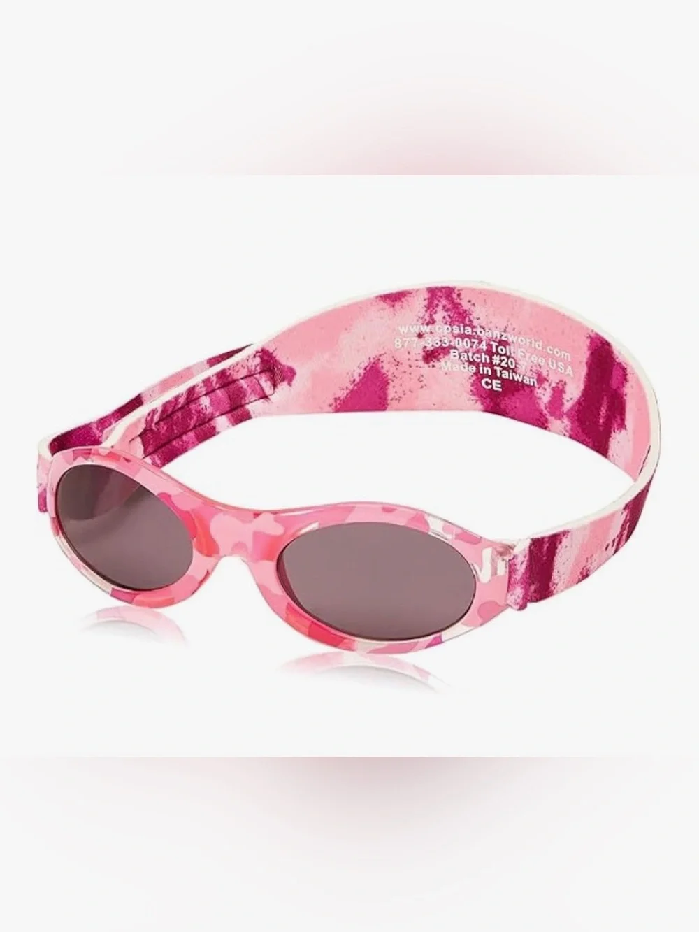 EUC Infant Pink Camo Sunglasses - Small Oval Lenses, Wraparound Strap (0-2 Yrs)